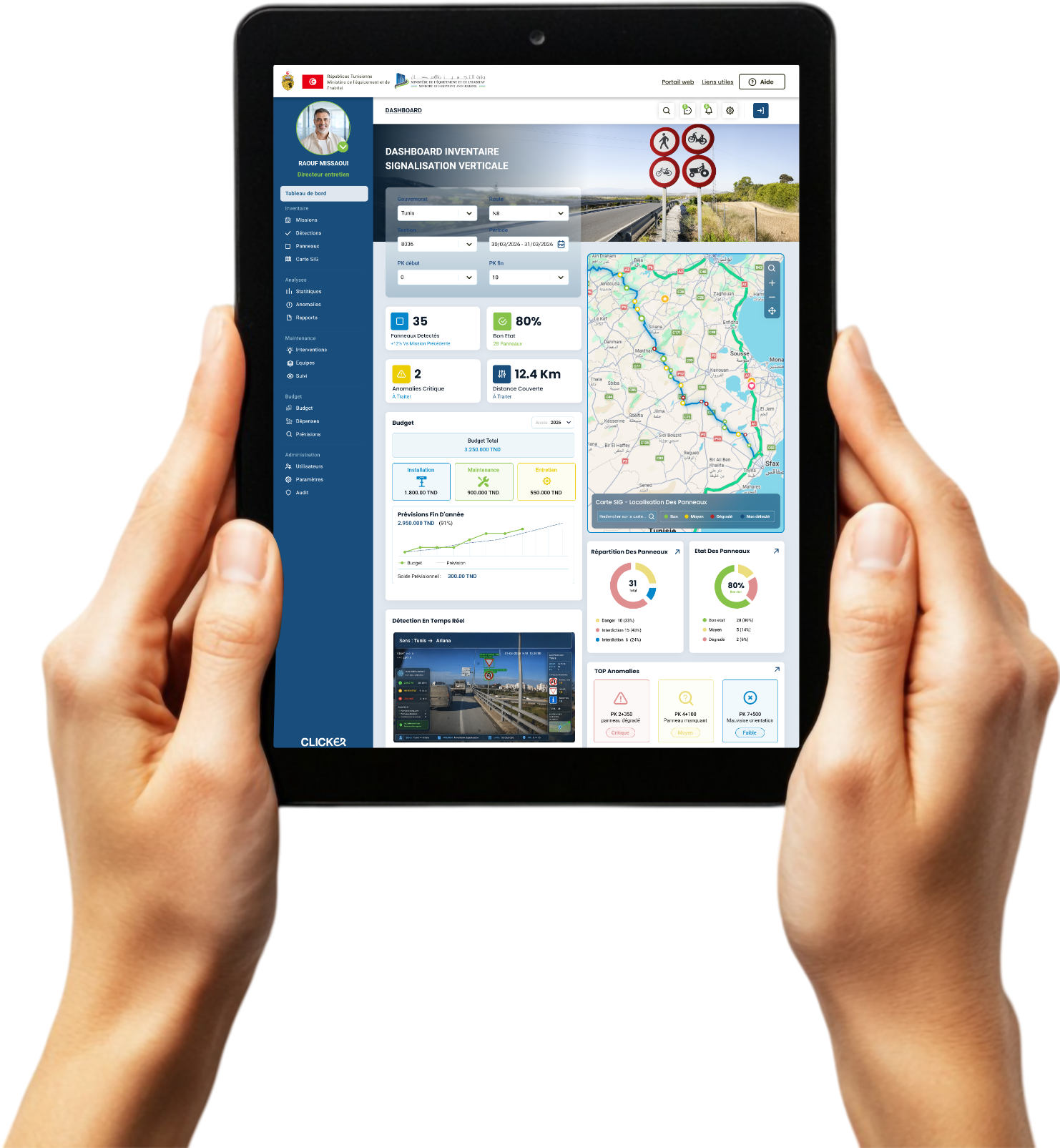 Plateforme de gestion routière sur tablette